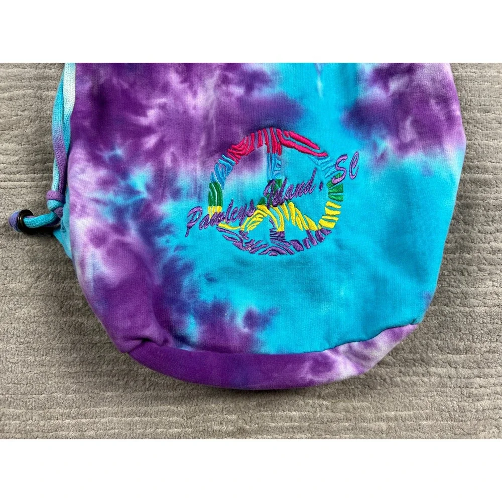 Unbranded Drawstring Backpack Unisex OS Purple Tie Dye Peace Sign Pawleys Island